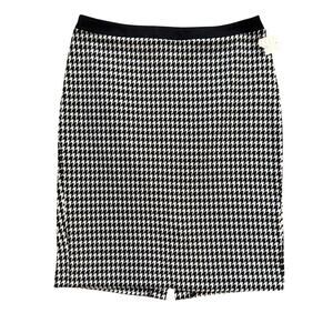 Talbots Pencil‎ Skirt Women's Sz 6 Black white Houndstooth cotton blend preppy